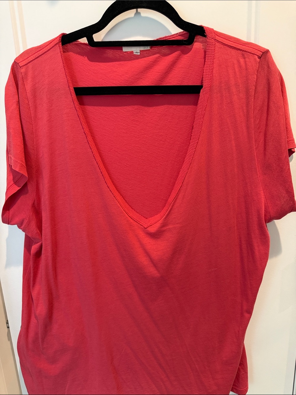Skin-Women's Deep V-Neck Tee in Coral (Euro 4)